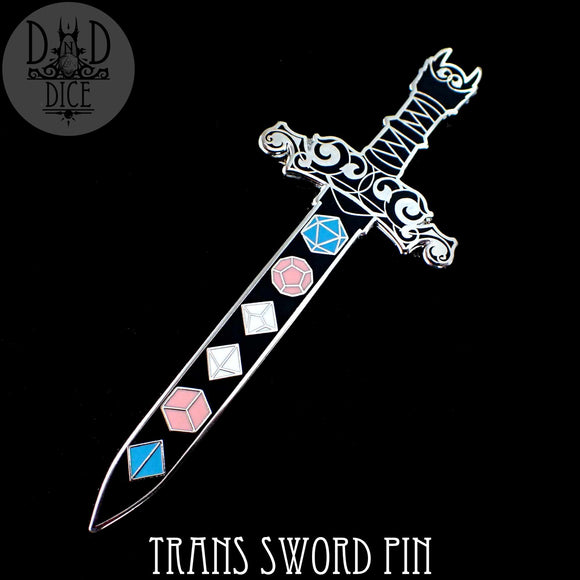 Trans Sword Enamel Pin - Bards & Cards