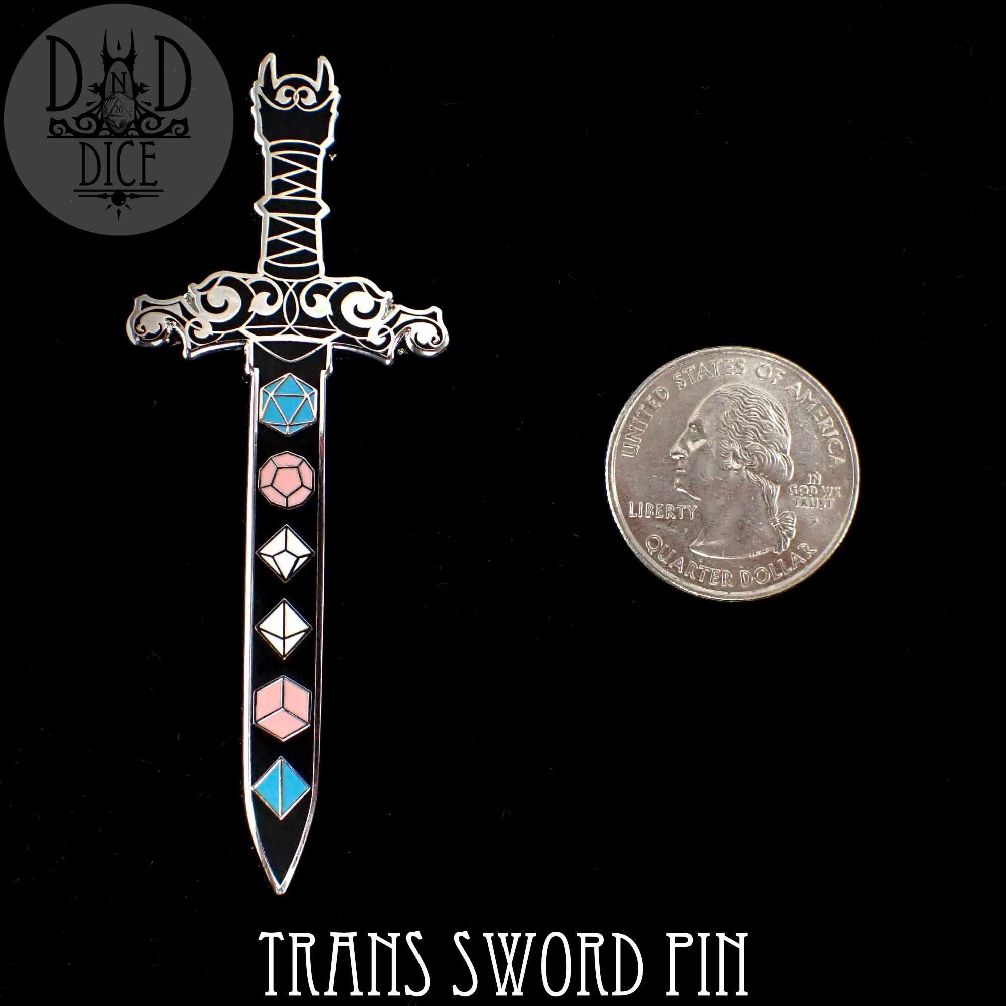 Trans Sword Enamel Pin - Bards & Cards