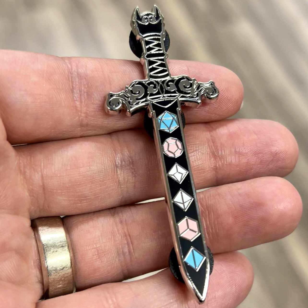 Trans Sword Enamel Pin - Bards & Cards