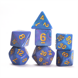 Blue Unicorn 7-Piece Polyhedral RPG Dice Set - Bards & Cards
