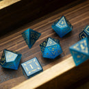 Vine Spike Gemstone Blue Cats Eye Stone DND Dice Set - Bards & Cards