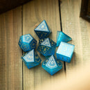 Vine Spike Gemstone Blue Cats Eye Stone DND Dice Set - Bards & Cards