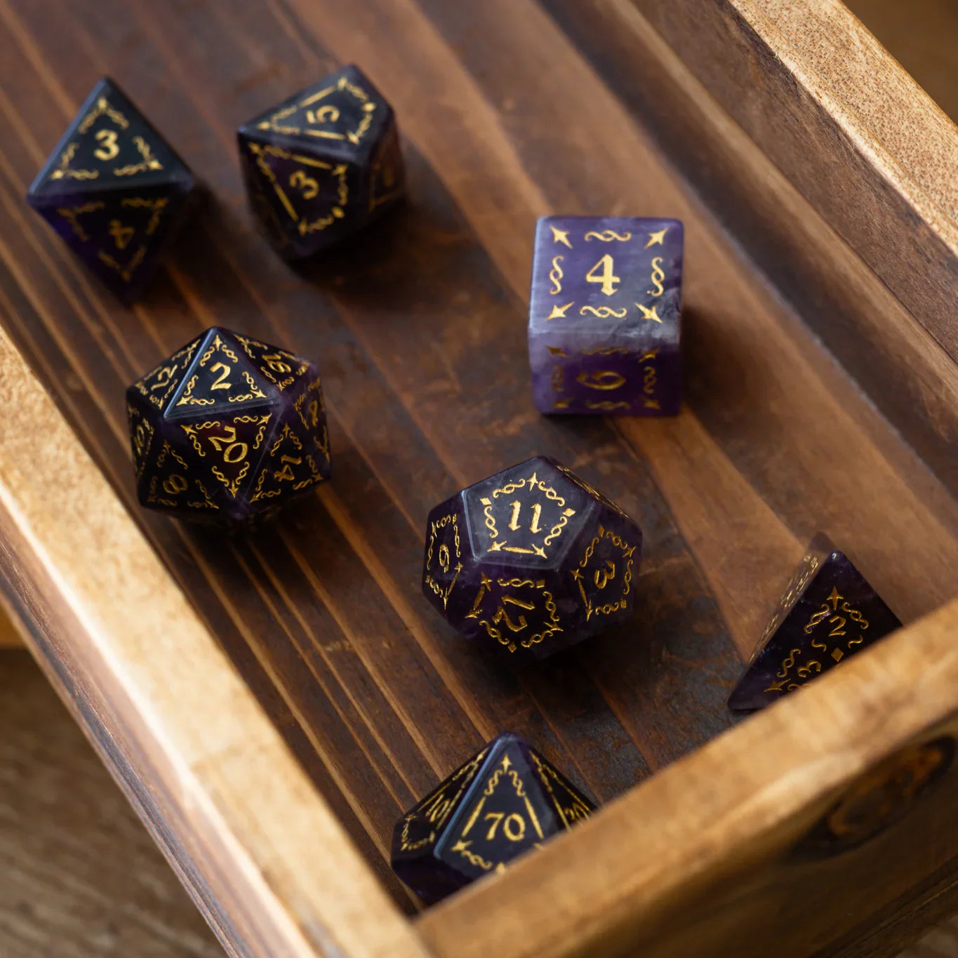 Vine Spike Gemstone Purple Amethyst DND Dice Set - 0
