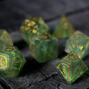 Vine Spike Green Fluorite Gemstone DND Dice Set - Bards & Cards