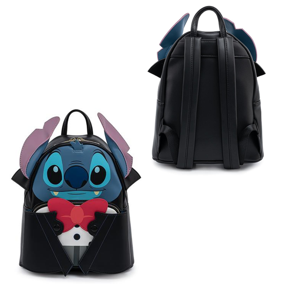 Loungefly: Disney Vampire Stitch Bow Tie Mini Backpack - Bards & Cards