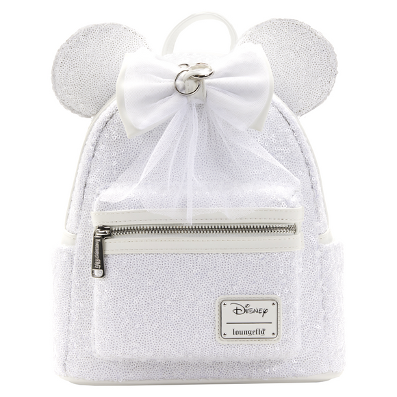Loungefly: Disney - Minnie Sequin Wedding Mini Backpack - Bards & Cards