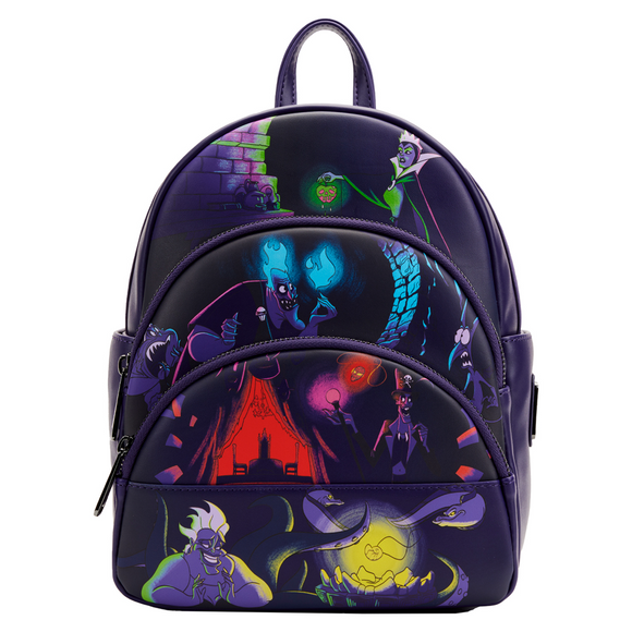 Loungefly: Disney Villains Triple Pocket Glow In The Dark Mini Backpack - Bards & Cards