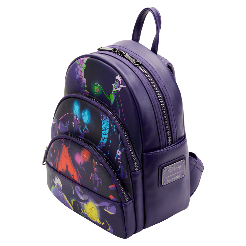 Loungefly: Disney Villains Triple Pocket Glow In The Dark Mini Backpack - 0