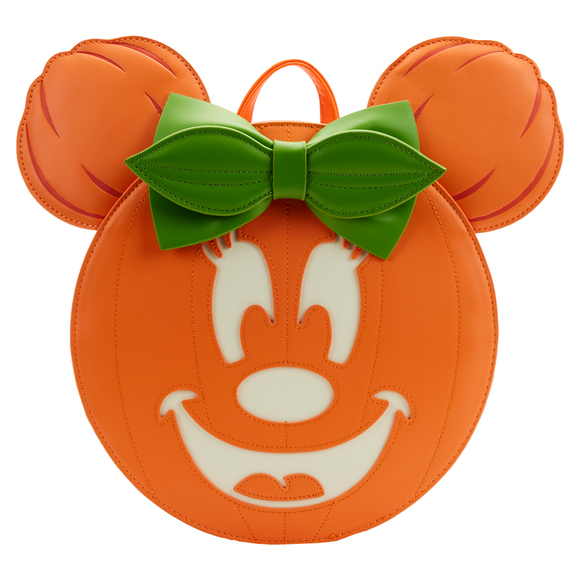Loungefly: Disney - Glow Face Minnie Pumpkin Mini Backpack - Bards & Cards