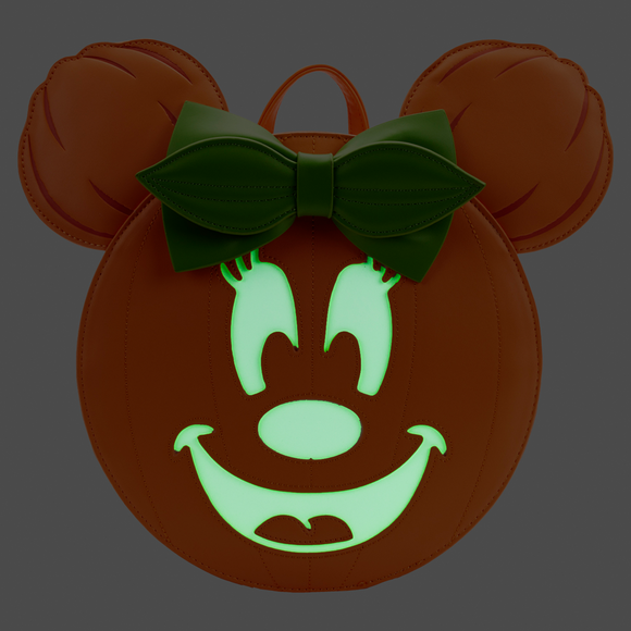 Loungefly: Disney - Glow Face Minnie Pumpkin Mini Backpack - Bards & Cards