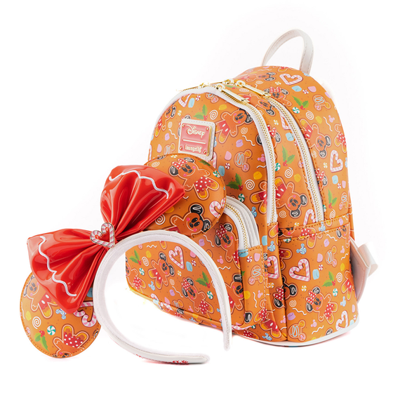 Loungefly: Disney Ginger Bread Micky and Minnie Mini Backpack and Headband Set - Bards & Cards