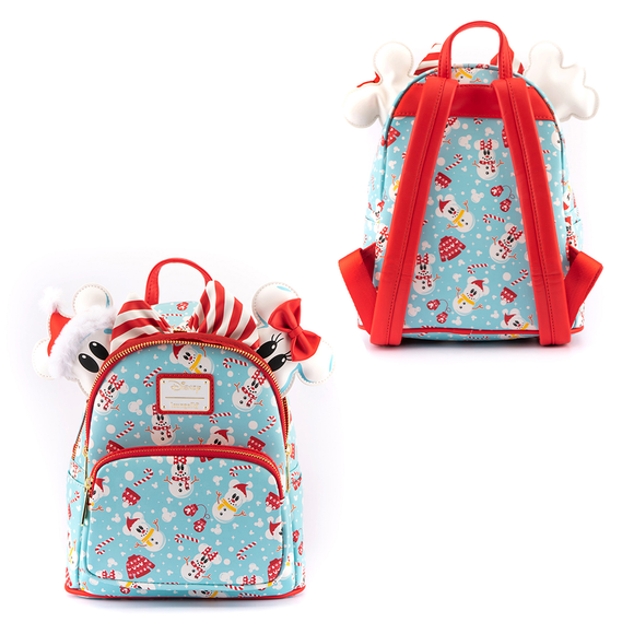 Loungefly: Disney - Minnie and Mickey Snowman Mini Backpack and Headband Set - Bards & Cards