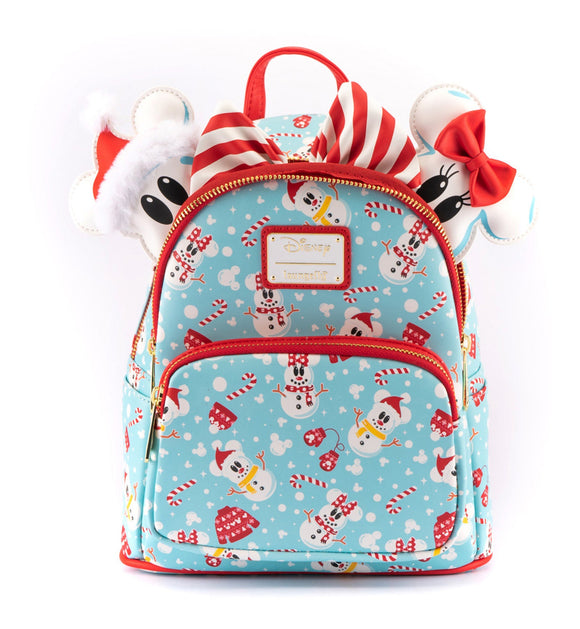 Loungefly: Disney - Minnie and Mickey Snowman Mini Backpack and Headband Set - Bards & Cards