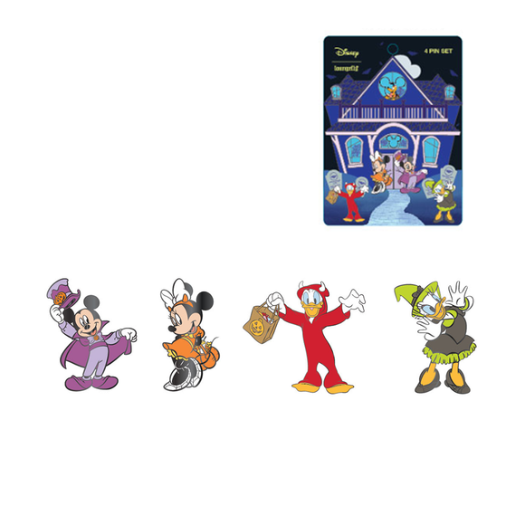 Loungefly: Disney - Mickey & Friends Halloween 4 Piece Pin Set - Bards & Cards