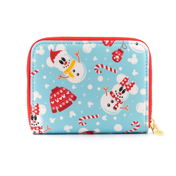 Loungefly: Disney - Snowman Mickey and Minnie Zip Around Wallet - Bards & Cards