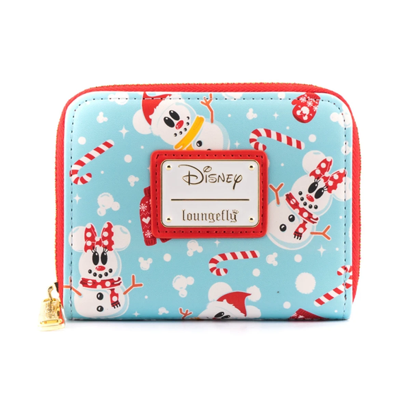 Loungefly: Disney - Snowman Mickey and Minnie Zip Around Wallet - Bards & Cards