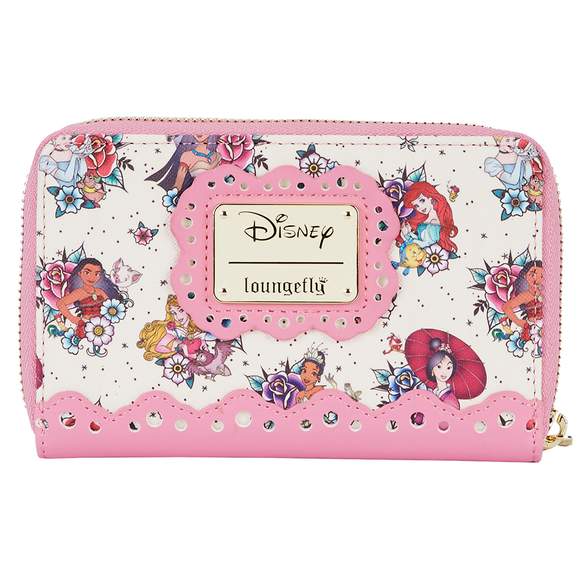 Loungefly: Disney Princess Tattoo Aop Zip Around Wallet - Bards & Cards