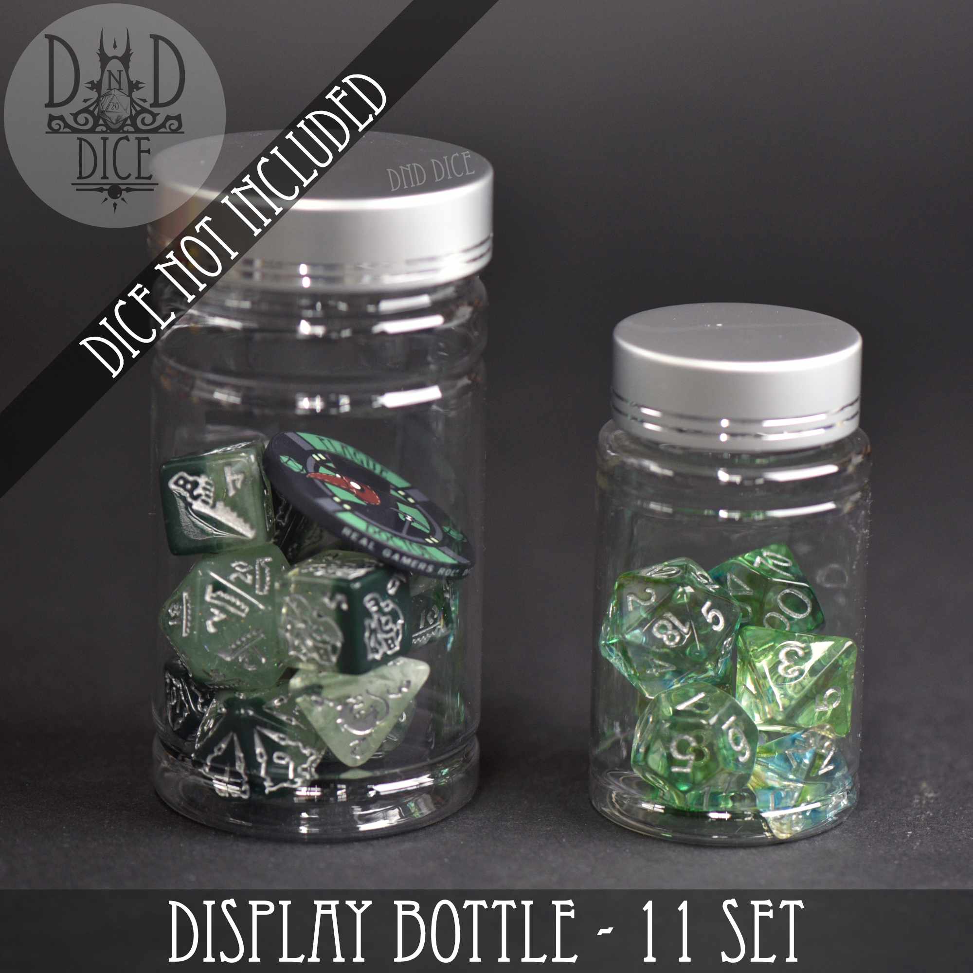 Display Bottle - 7 & 11 Dice Sets - Bards & Cards