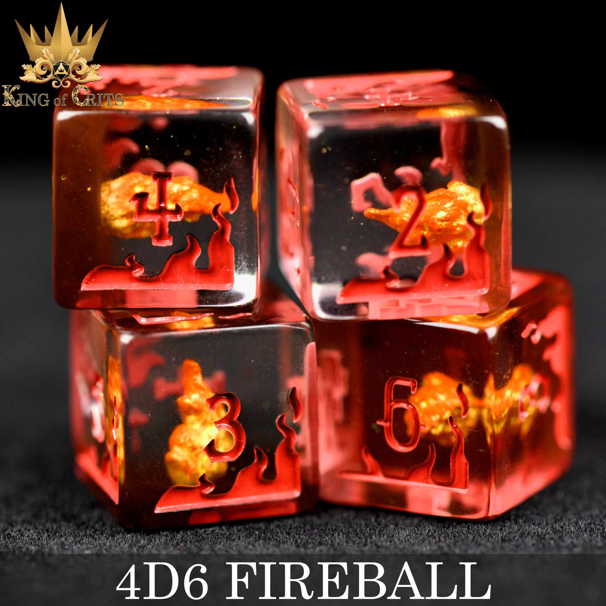 Fireball 4D6 Dice Set - Bards & Cards