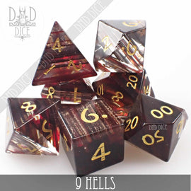 9 Hells Glass Dice Set (Gift Box) - Bards & Cards