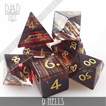 9 Hells Glass Dice Set (Gift Box) - Bards & Cards