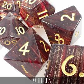 9 Hells Glass Dice Set (Gift Box) - Bards & Cards