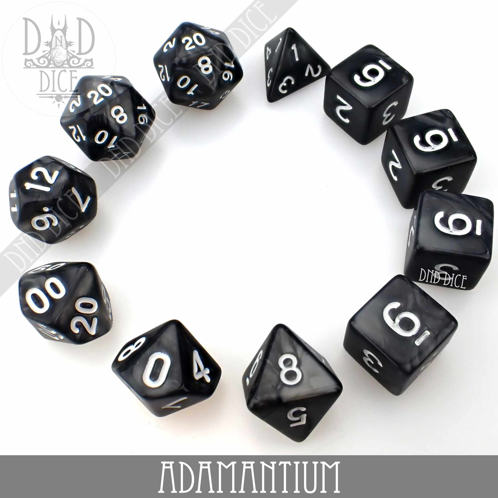 Adamantium 7 or 11 Dice Set - Bards & Cards