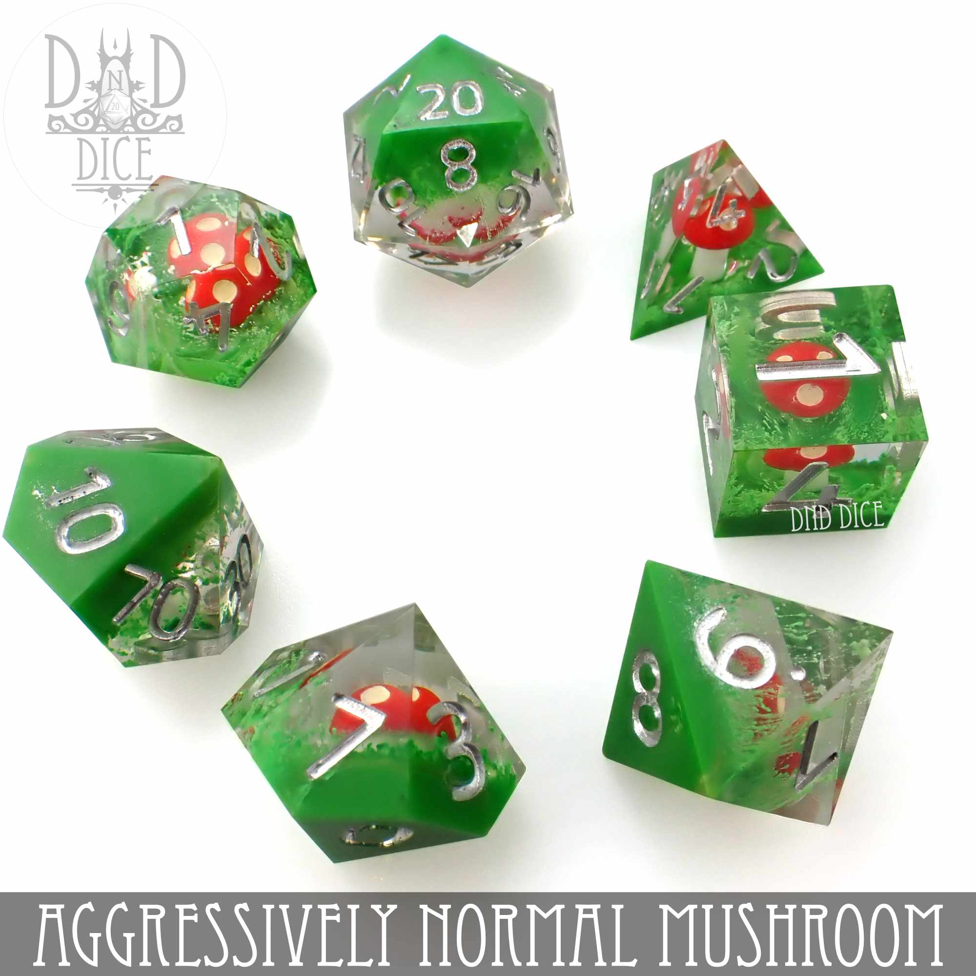 Aggressively Normal Mushroom Handmade Dice Set - Bards & Cards