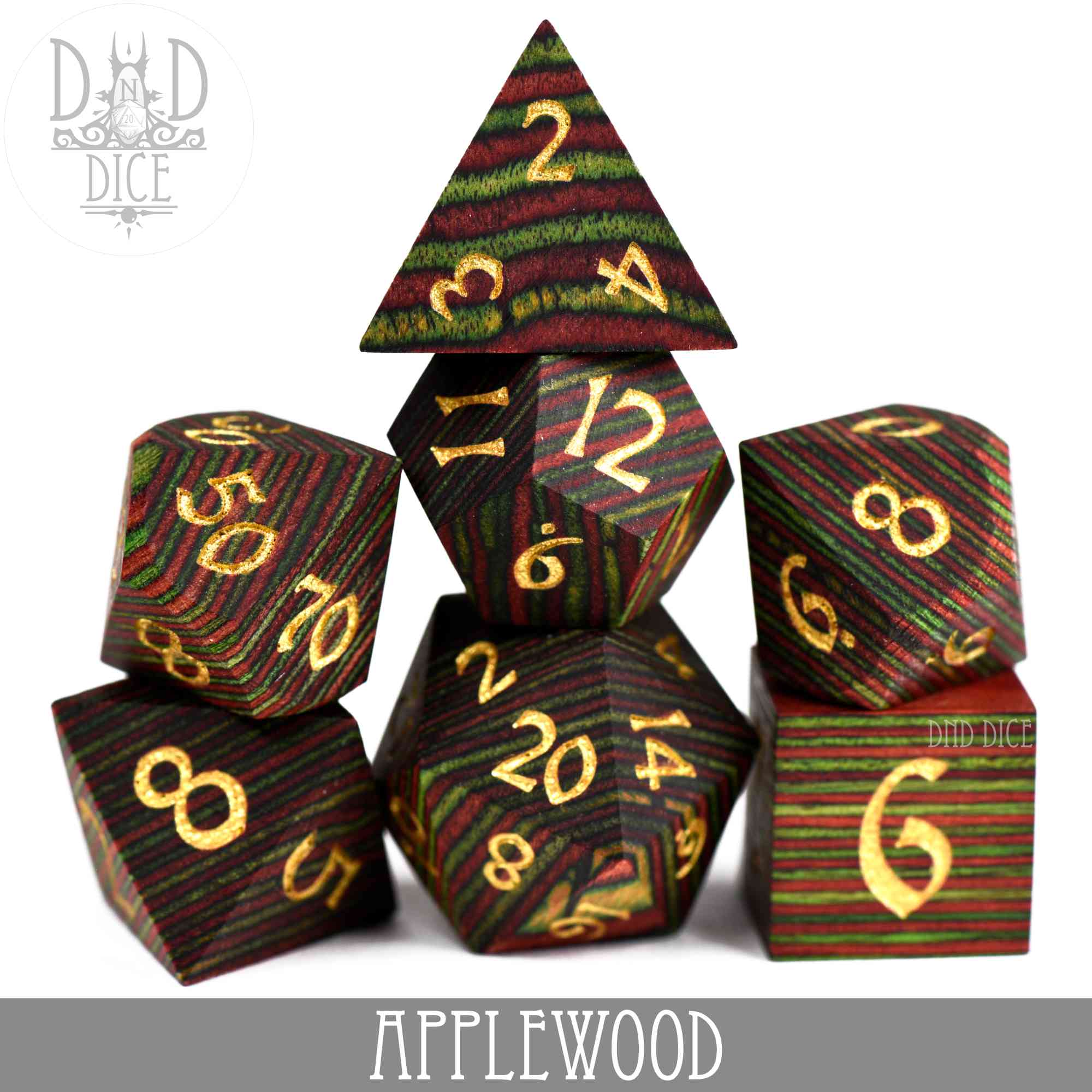 Applewood Wood Dice Set (Gift Box) - Bards & Cards