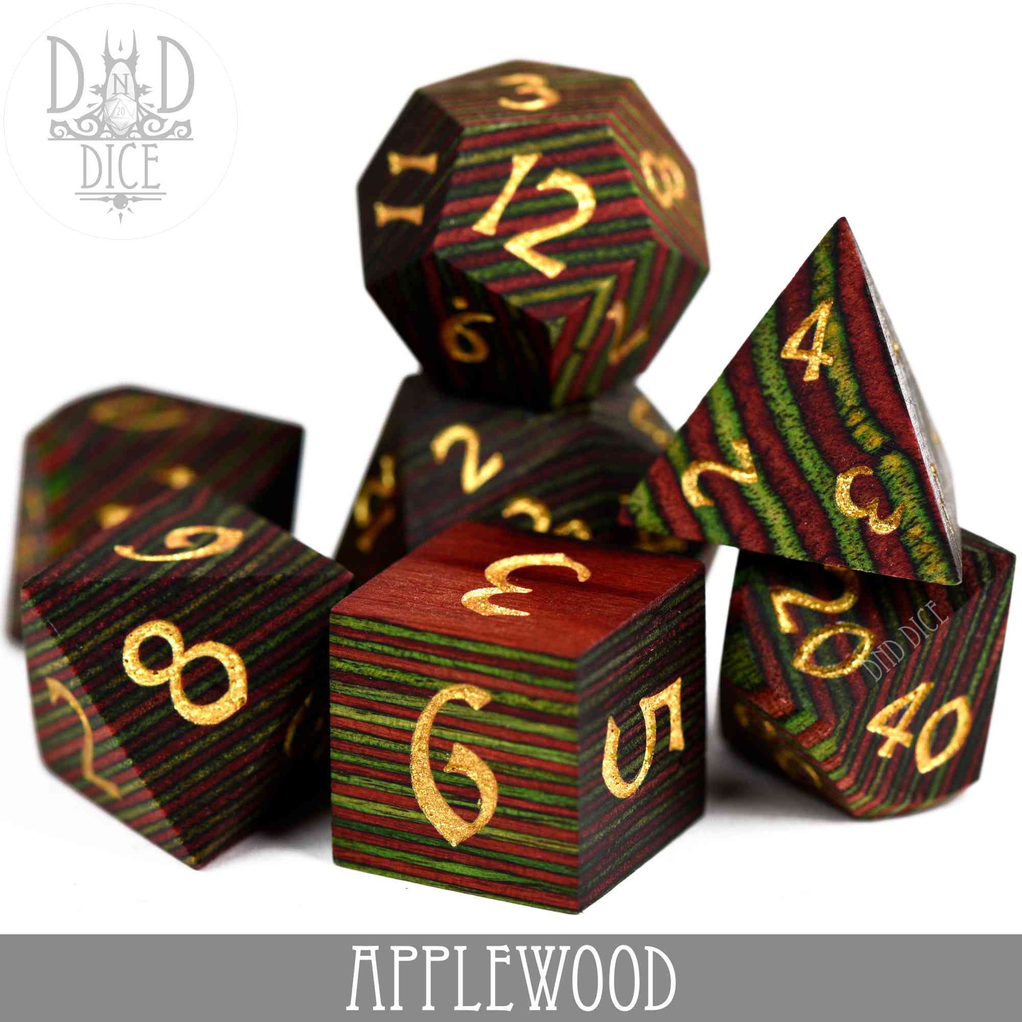 Applewood Wood Dice Set (Gift Box) - Bards & Cards