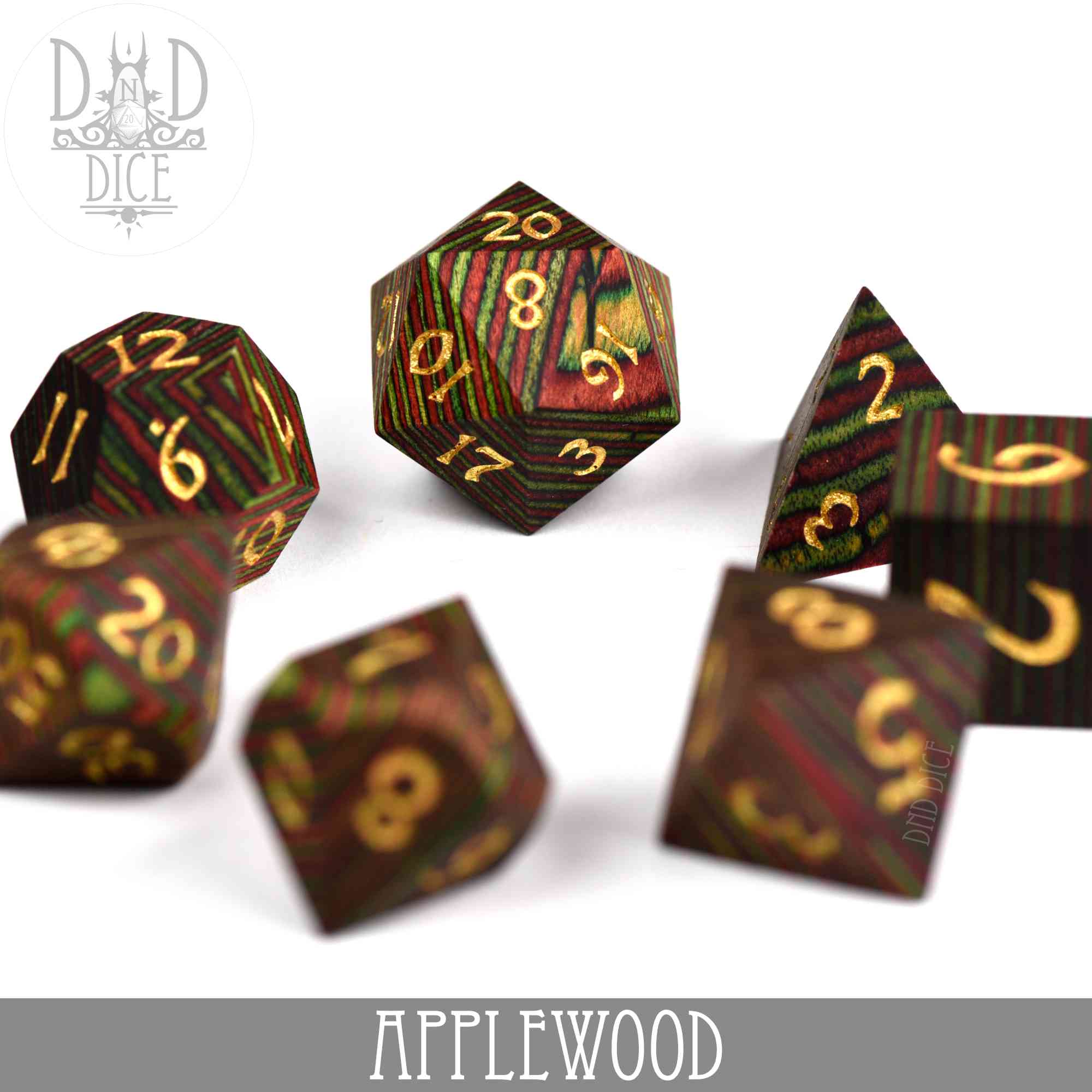 Applewood Wood Dice Set (Gift Box) - Bards & Cards