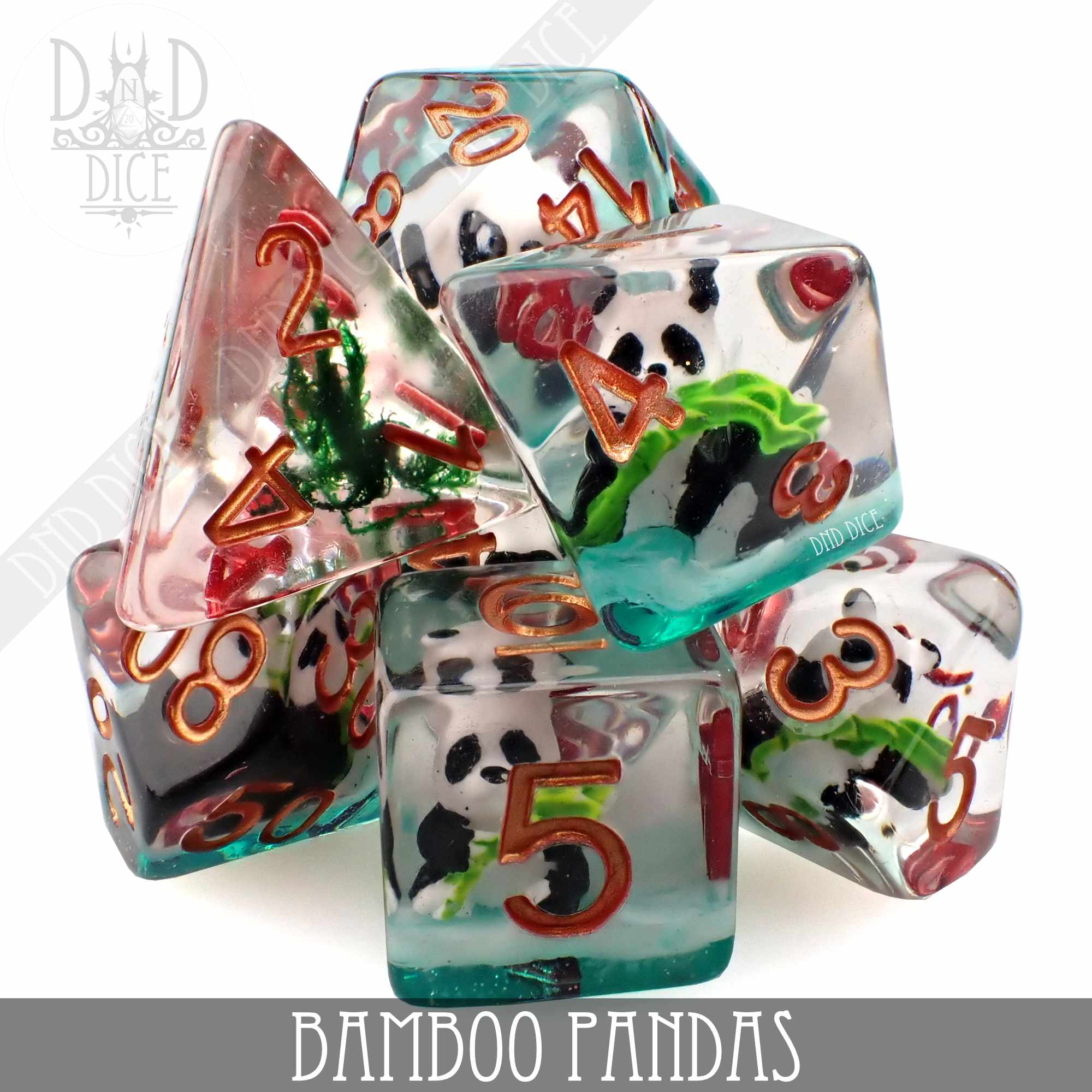 Bamboo Pandas Dice Set - Bards & Cards