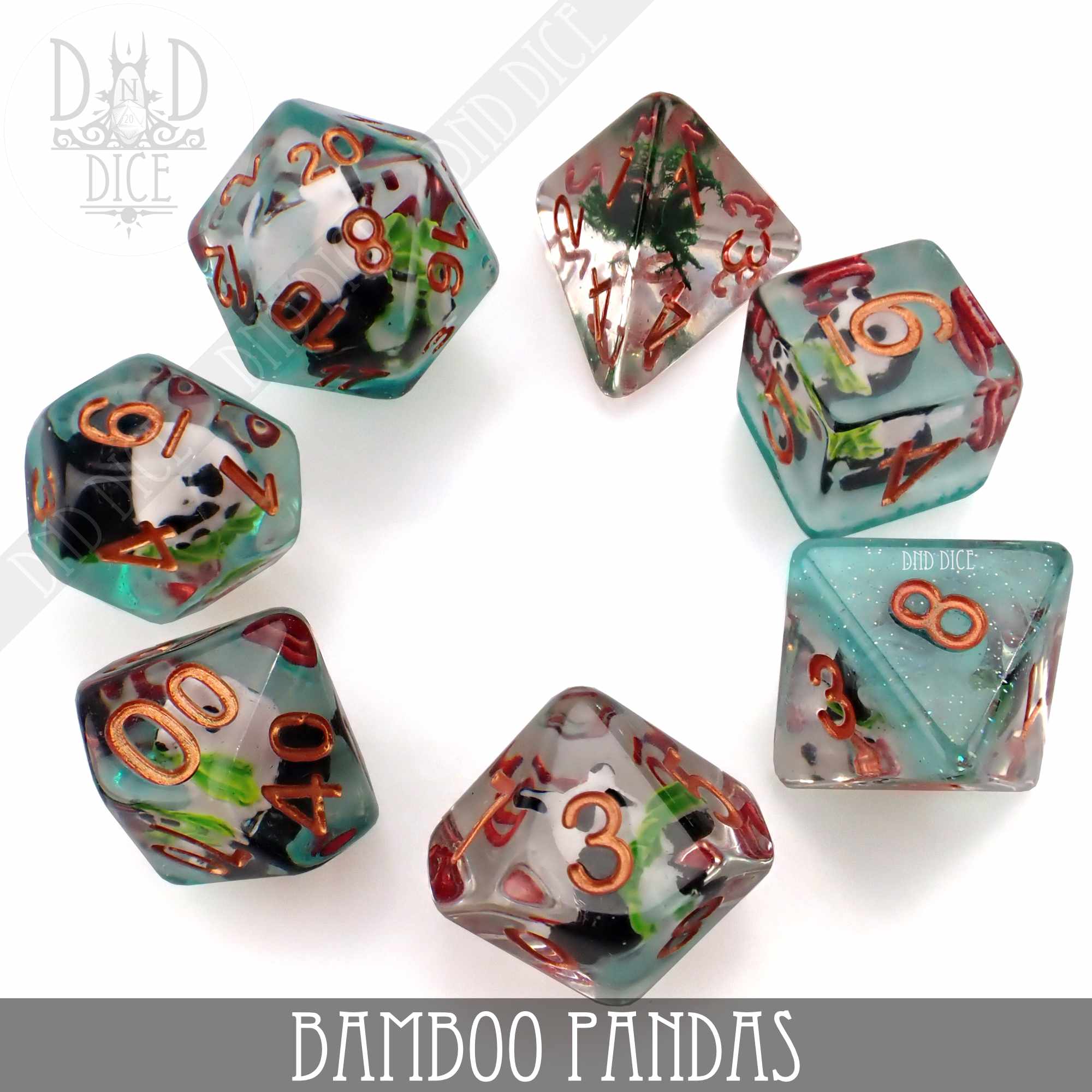 Bamboo Pandas Dice Set - Bards & Cards