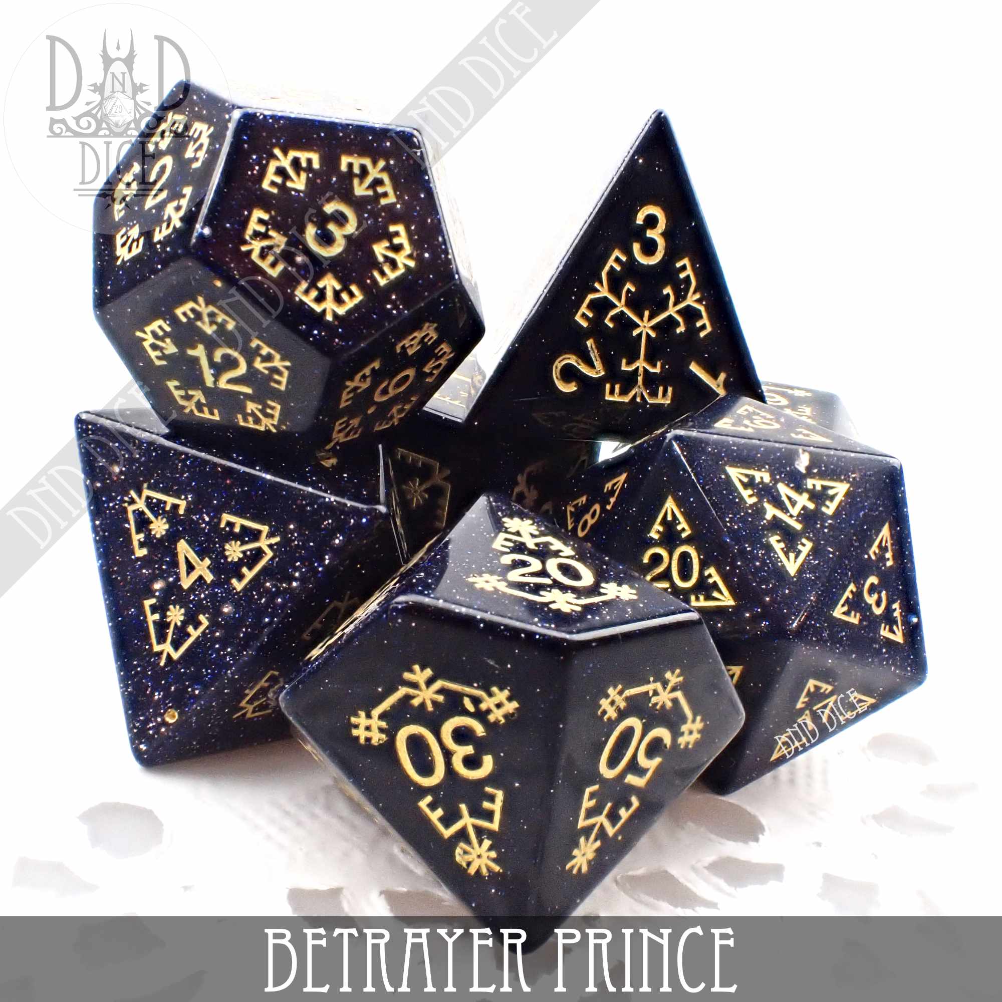 Betrayer Prince Goldstone Dice Set - Bards & Cards