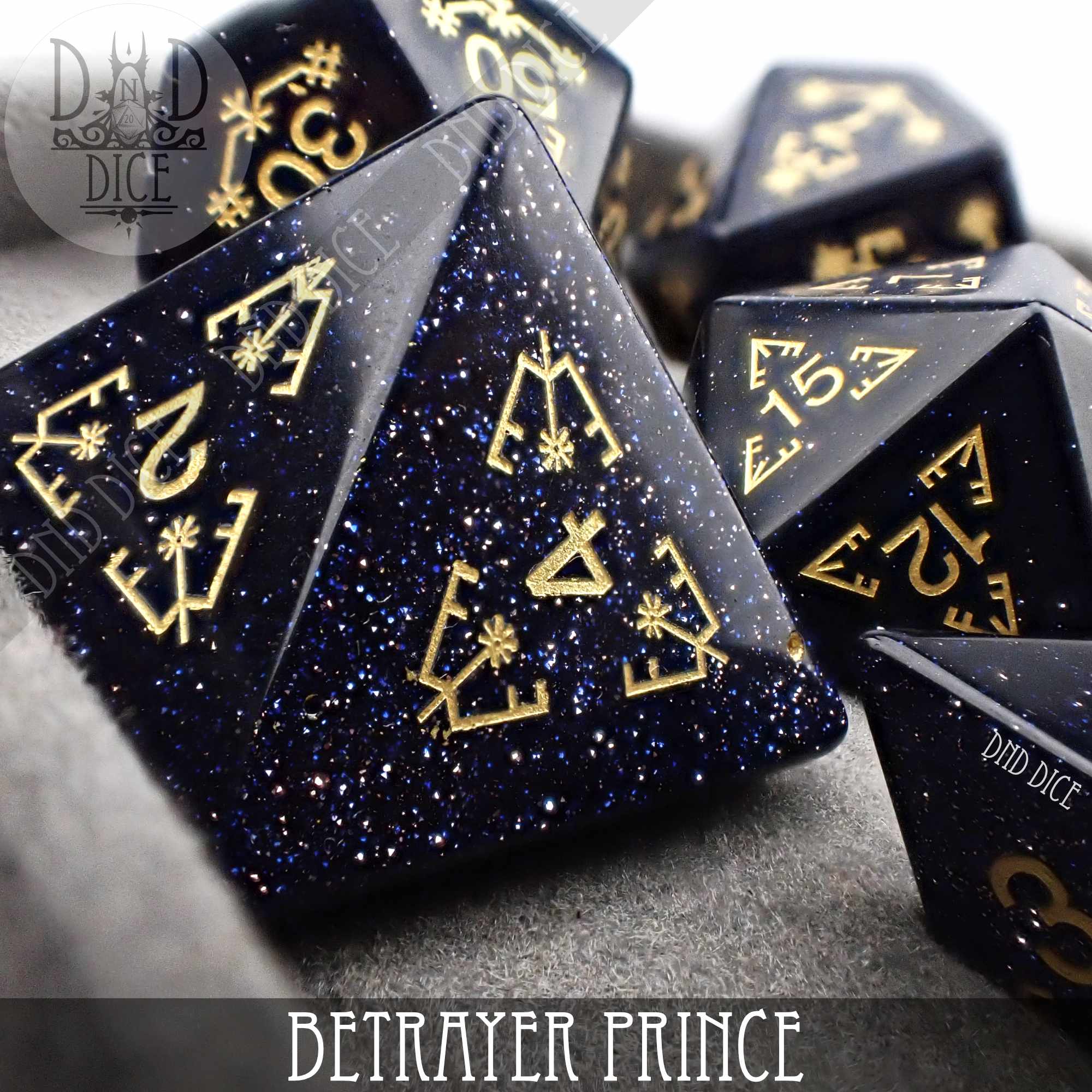 Betrayer Prince Goldstone Dice Set - Bards & Cards