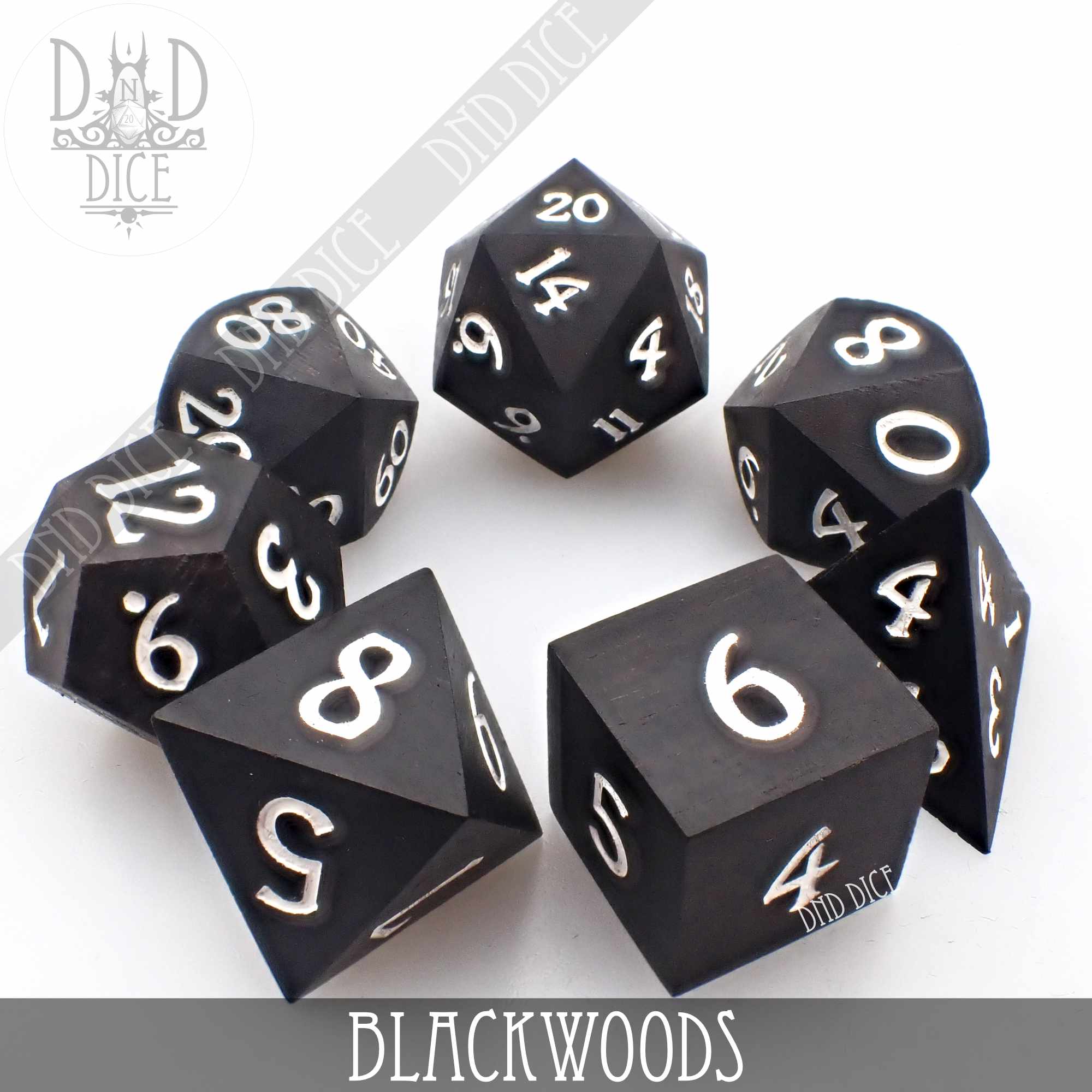 Blackwoods Wood Dice Set (Gift Box) - Bards & Cards