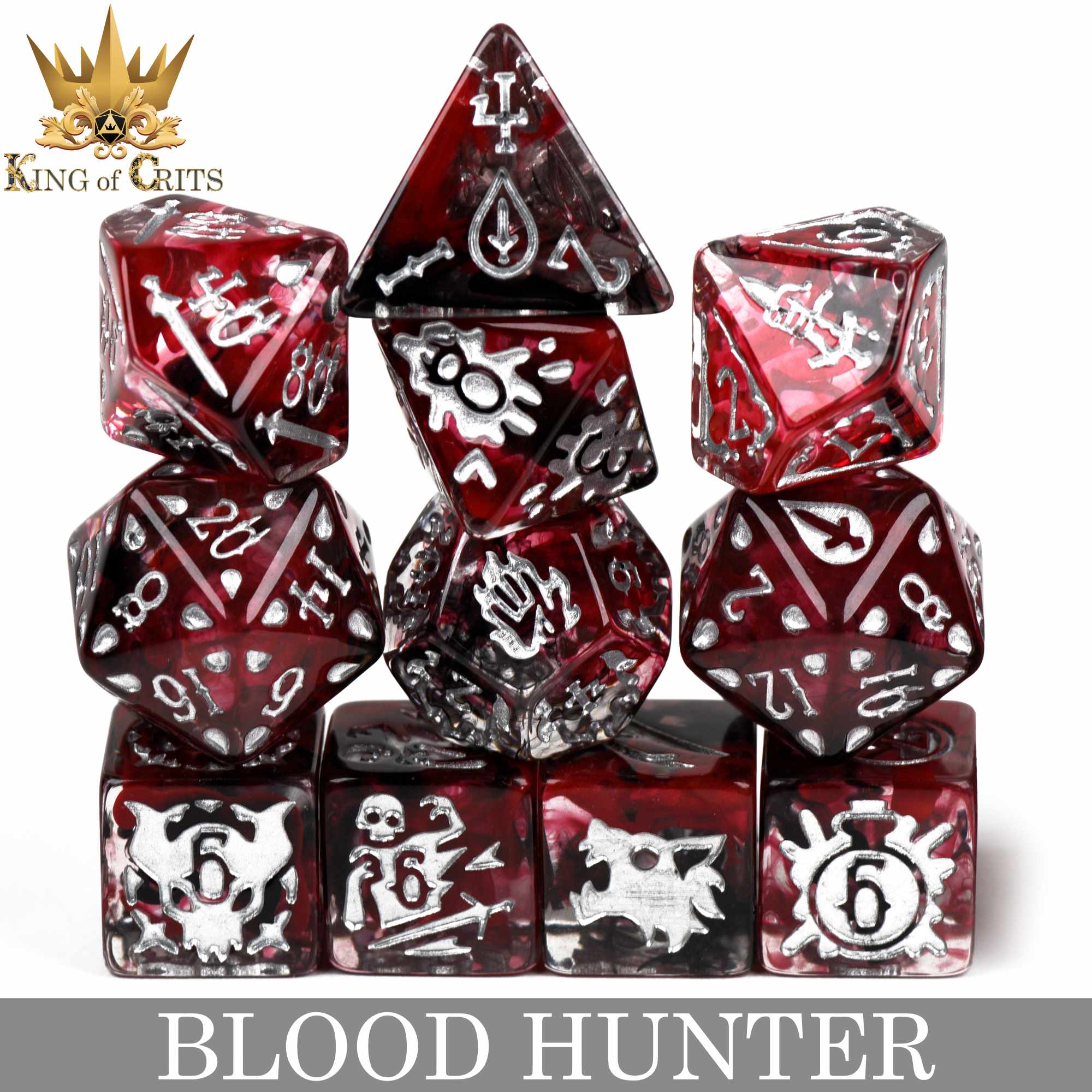 Blood Hunter 11 Dice Set - Bards & Cards