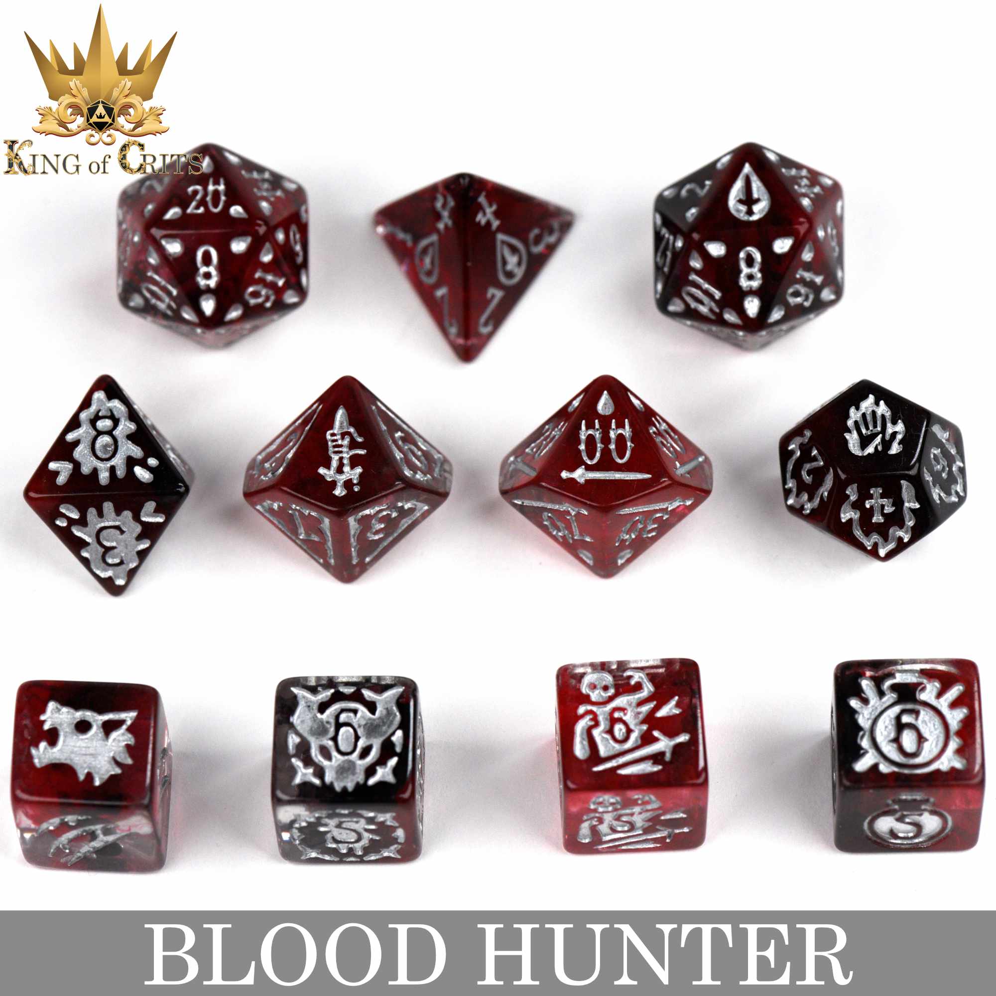 Blood Hunter 11 Dice Set - Bards & Cards