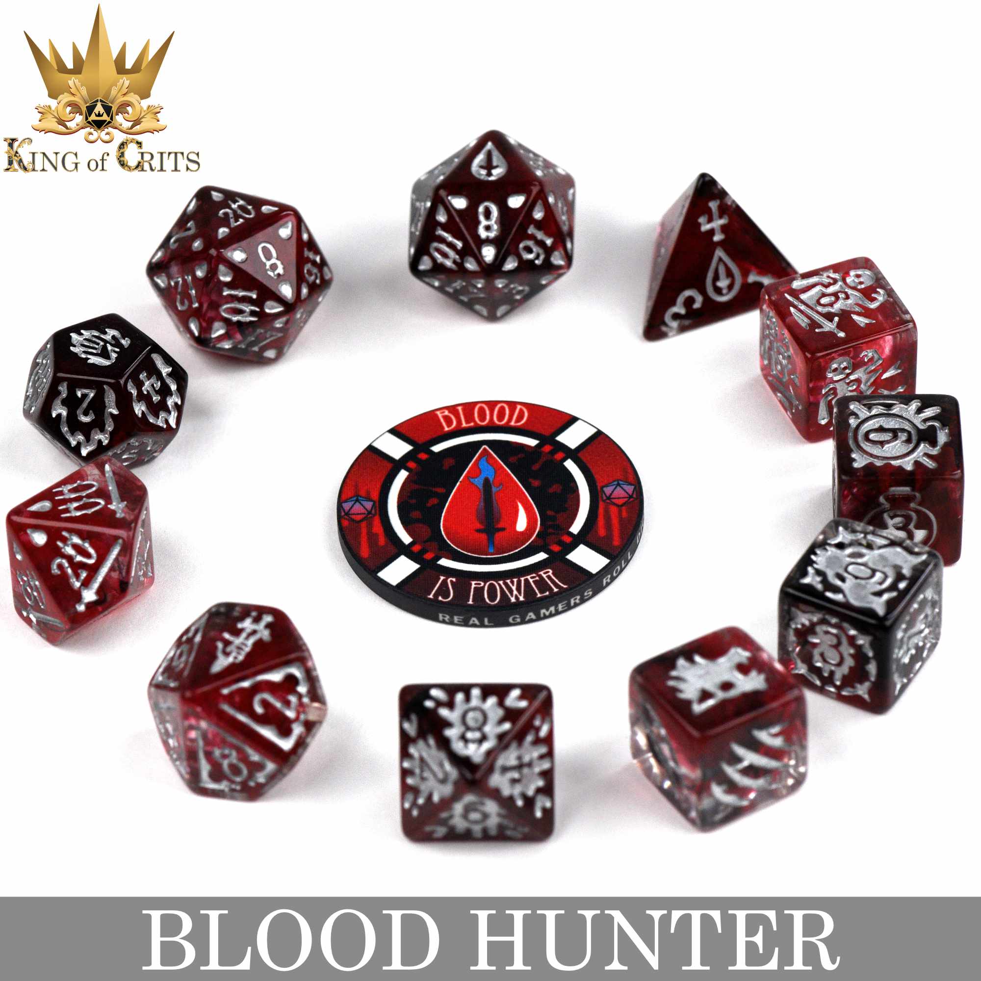 Blood Hunter 11 Dice Set - Bards & Cards