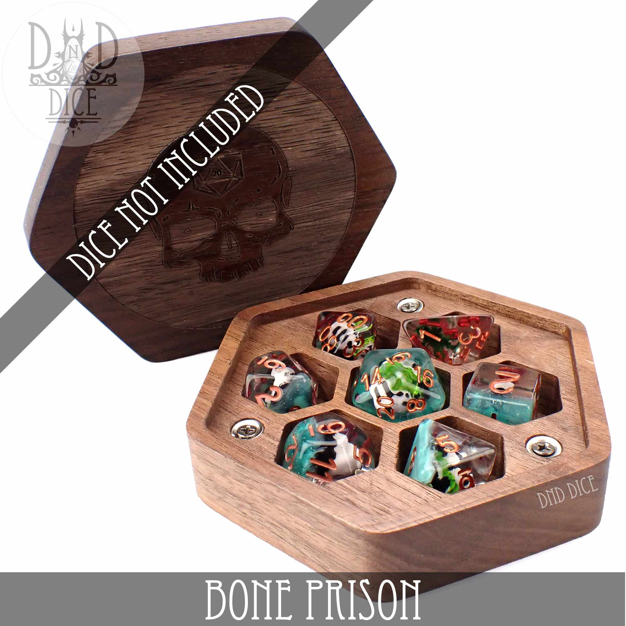 Bone Prison Wood Dice Box - Bards & Cards