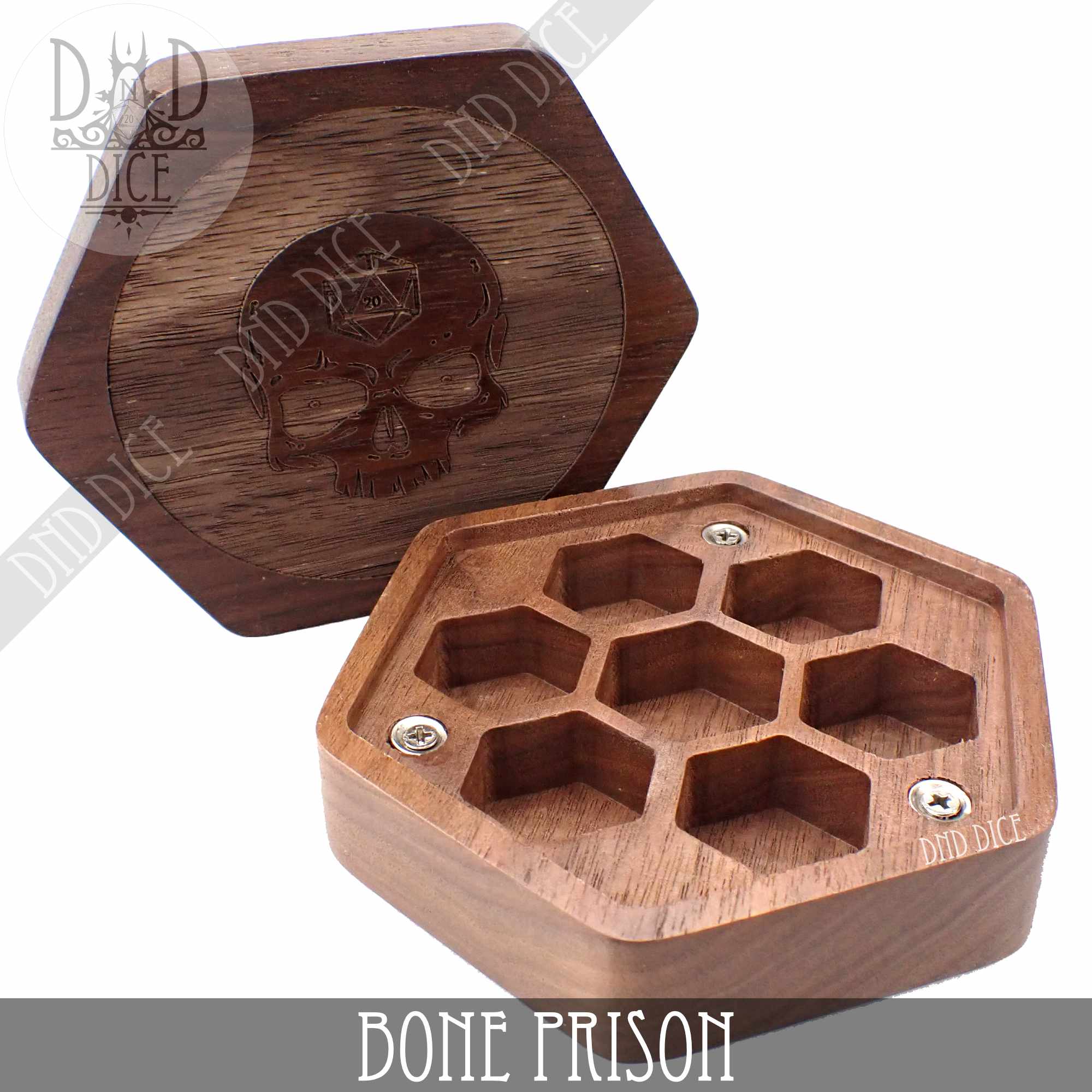 Bone Prison Wood Dice Box - Bards & Cards