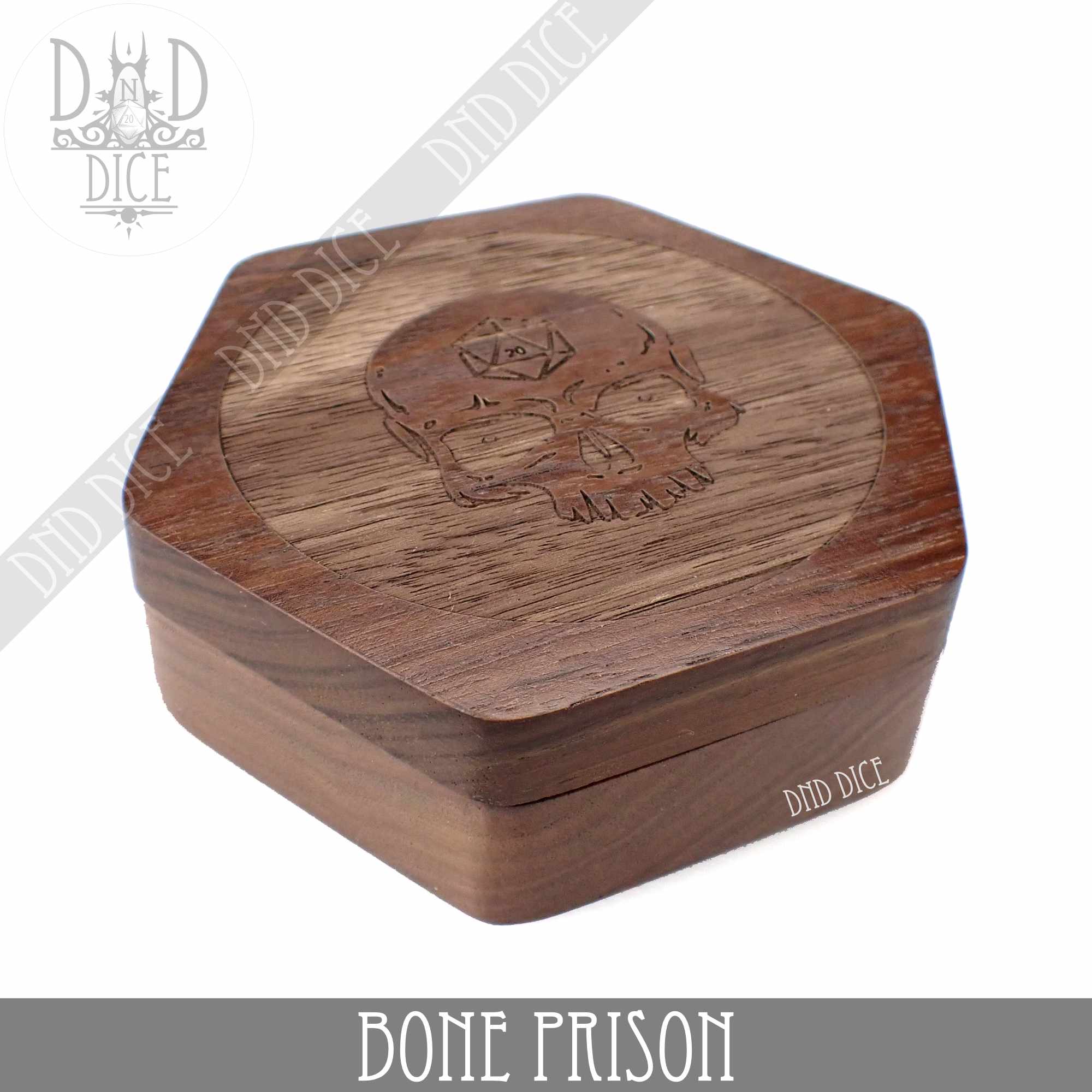 Bone Prison Wood Dice Box - Bards & Cards