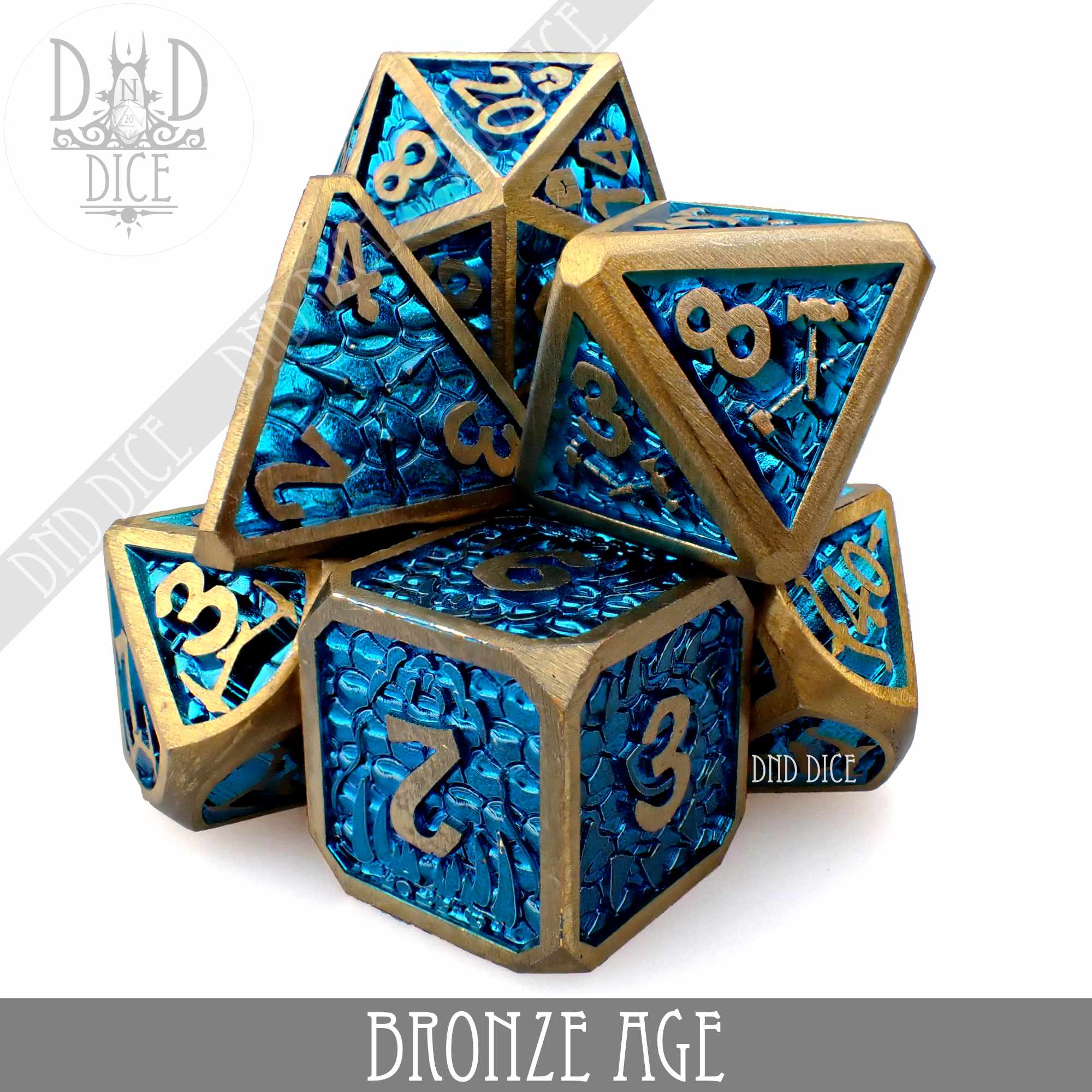 Bronze Age Metal Dice Set - Bards & Cards