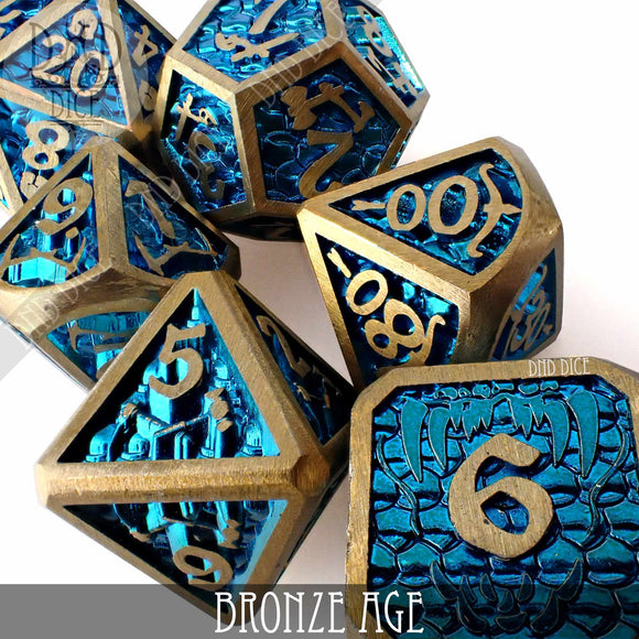 Bronze Age Metal Dice Set - Bards & Cards