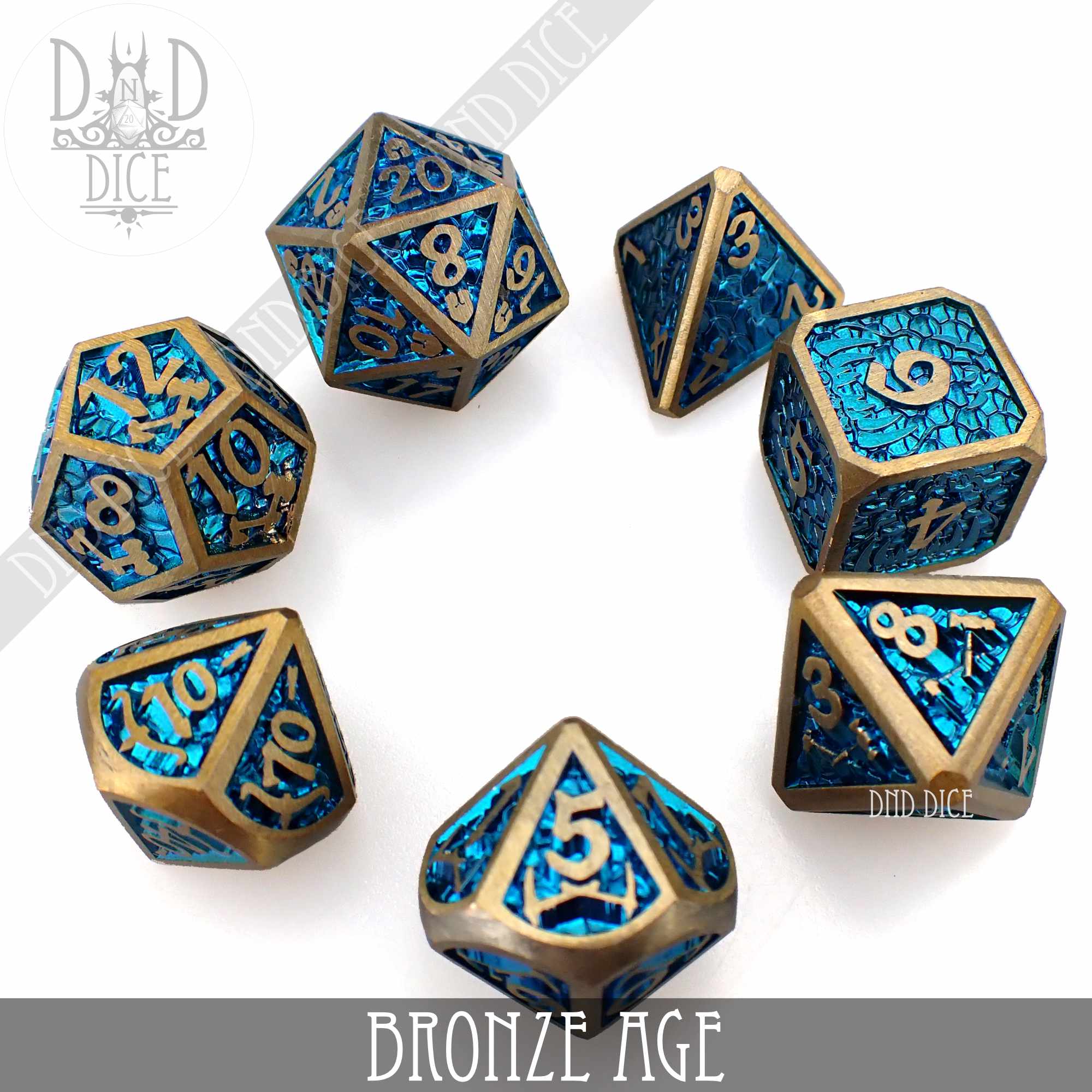 Bronze Age Metal Dice Set - Bards & Cards