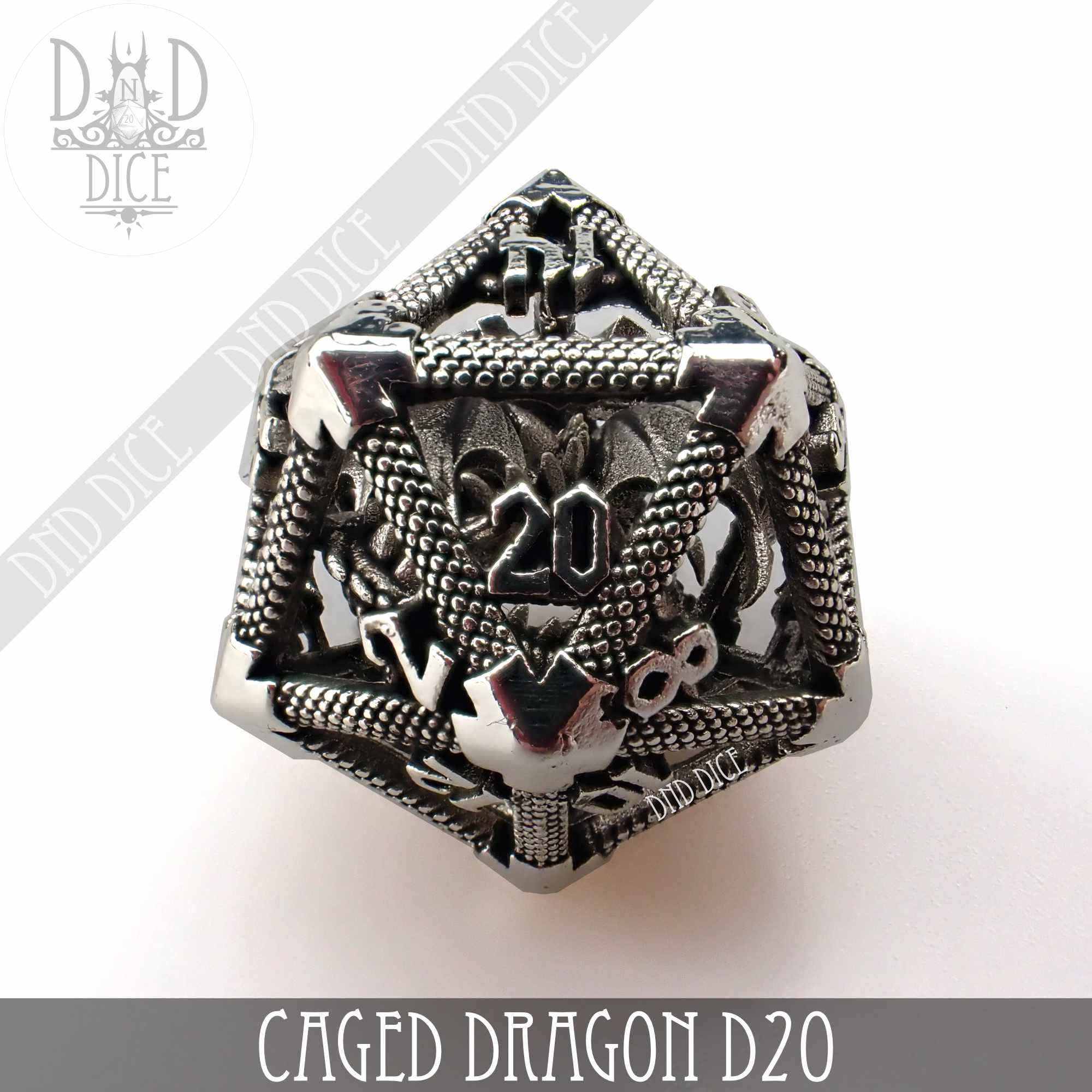 Caged Dragon D20 (6 Colors) - Bards & Cards