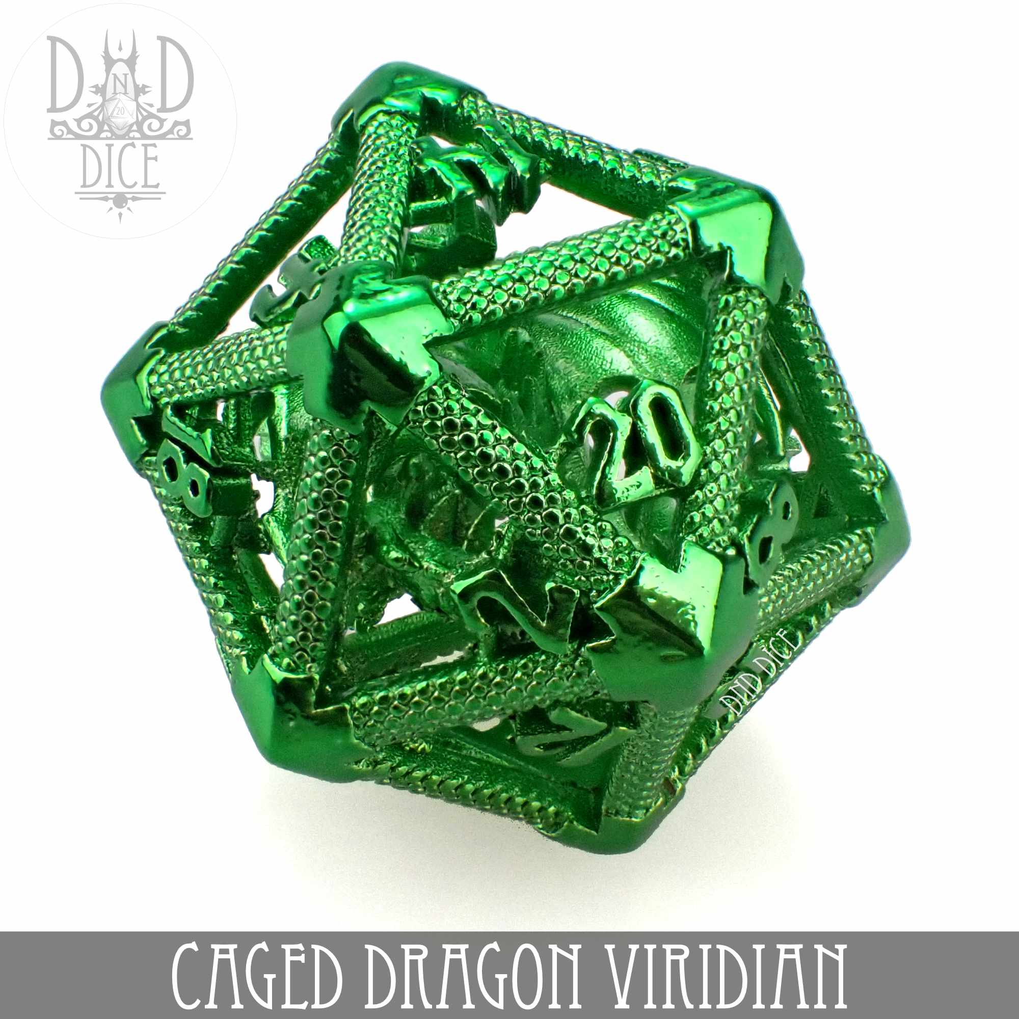 Caged Dragon D20 (6 Colors) - Bards & Cards