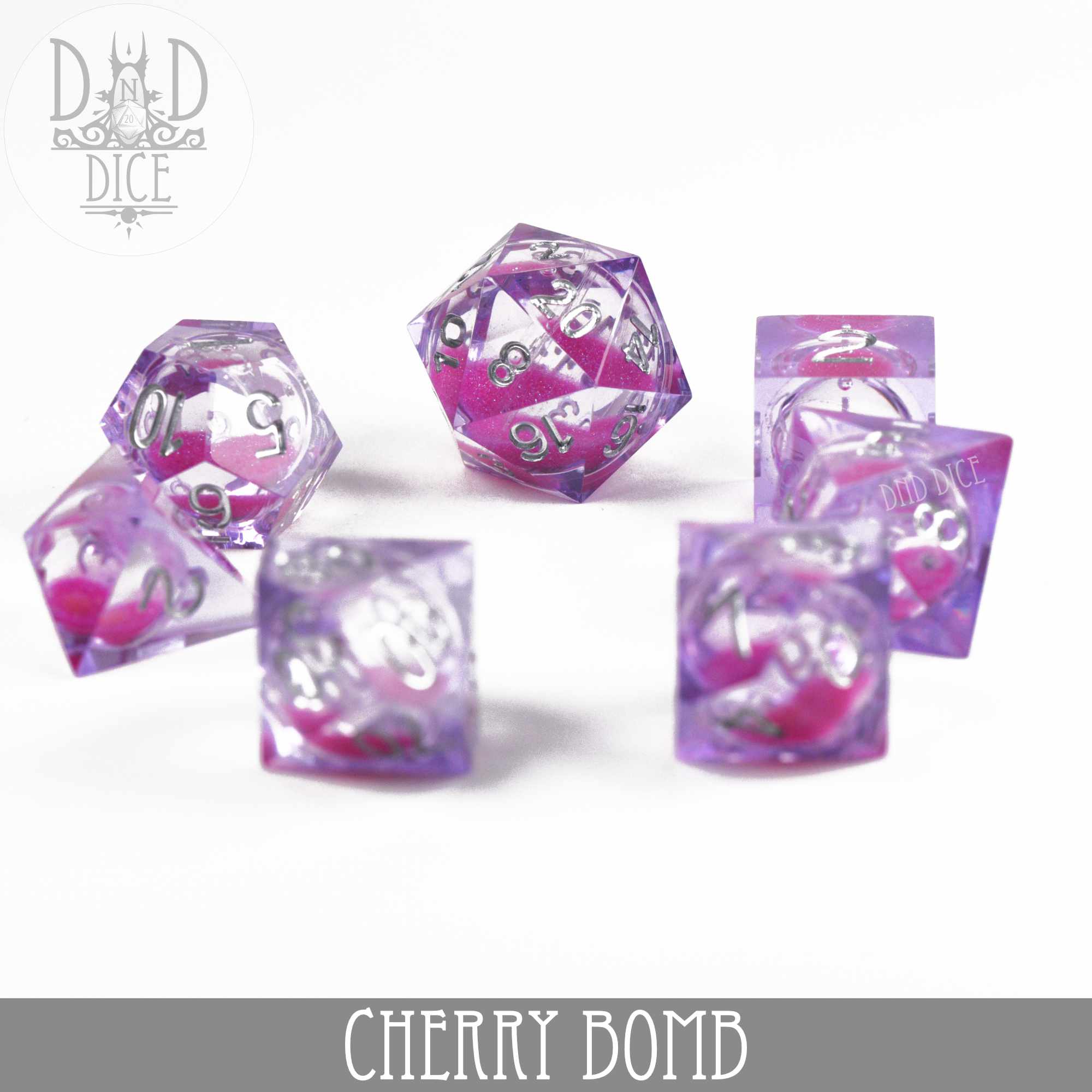 Cherry Bomb Liquid Core Dice Set - Bards & Cards