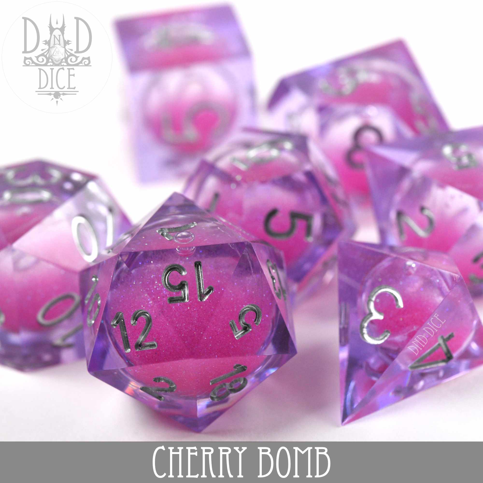 Cherry Bomb Liquid Core Dice Set - Bards & Cards