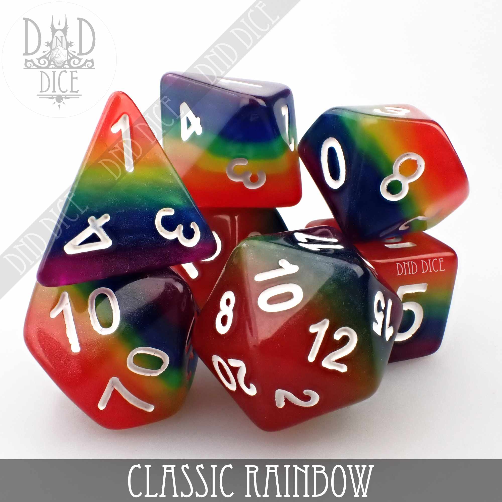 Classic Rainbow Dice Set - Bards & Cards